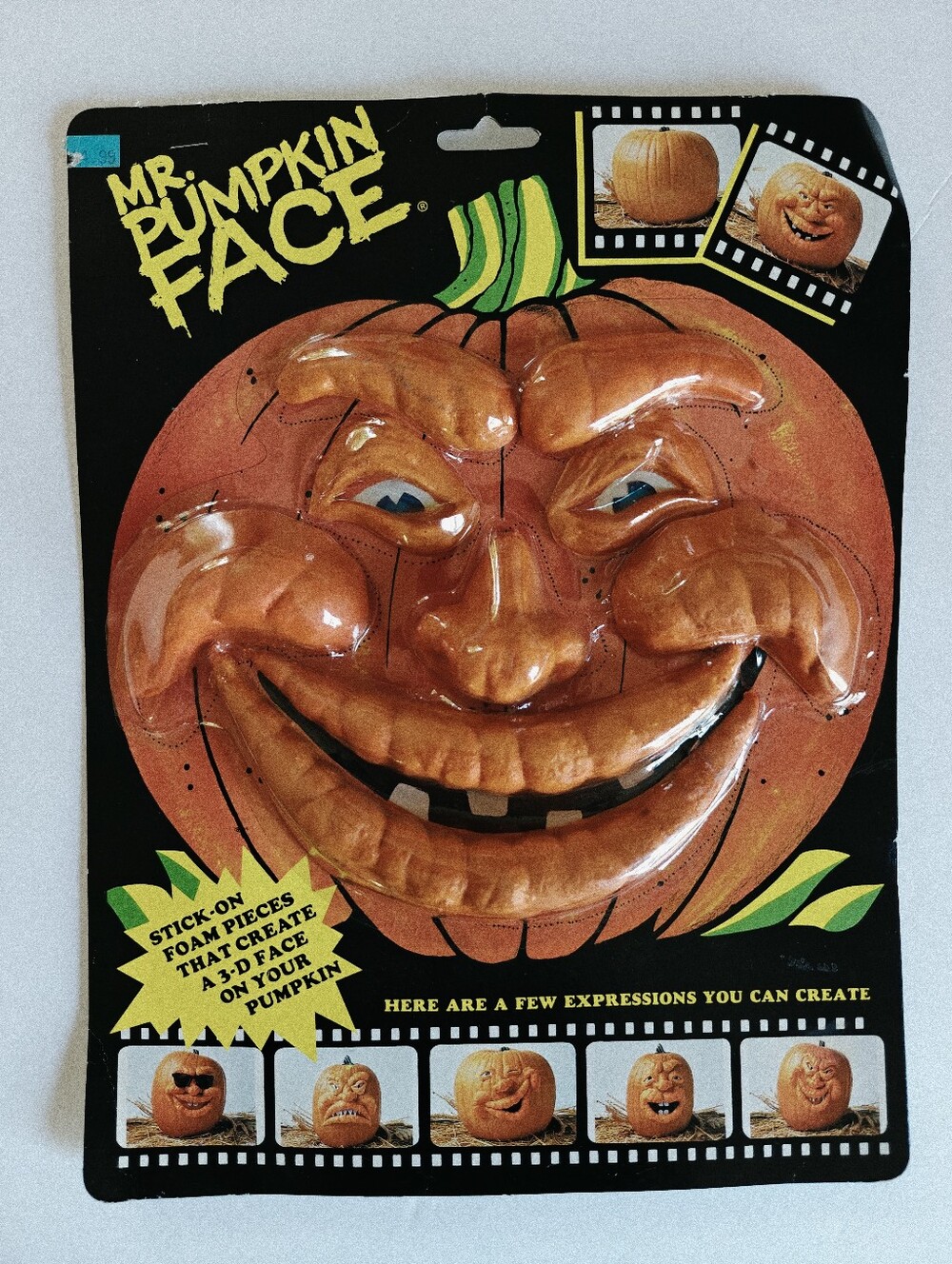Vintage Mr. Pumpkin Face StickOn Foam Pumpkin Decorating Kit Halloween NEW 1989